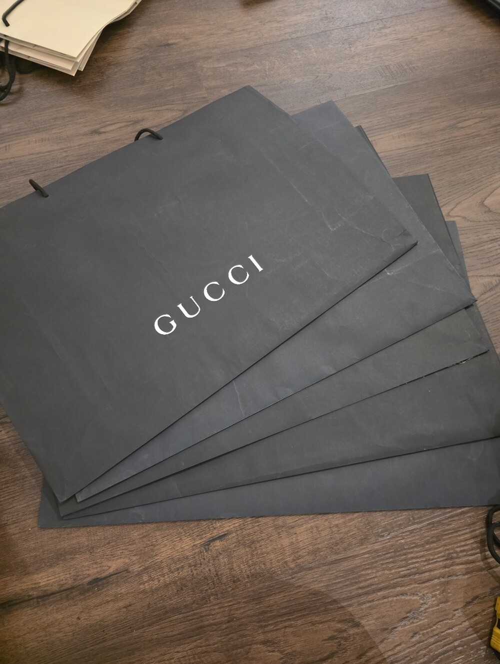Gucci Black Shopping Bags with White Logo